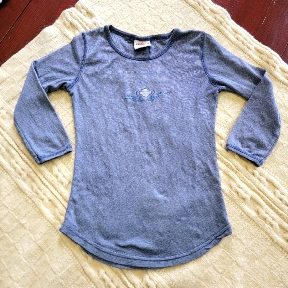 y2k Cole Harley Davidson Baby Tee Blue size Small Blue